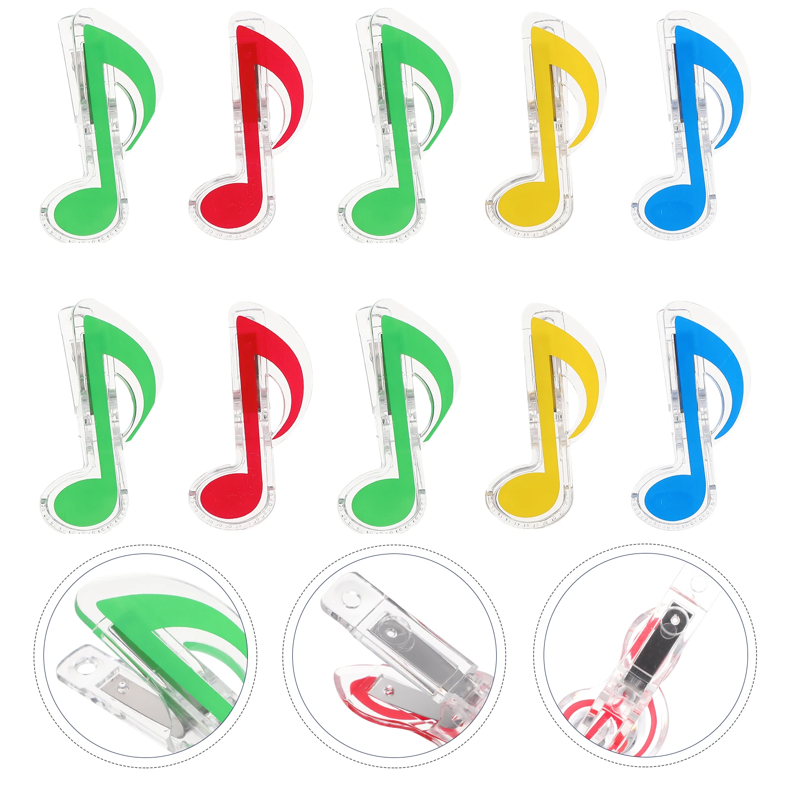 

10pcs Music Note Folder Clips Durable Plastic Windy Environment Reading Materials Suitable Musicians Composers Lectures Piano