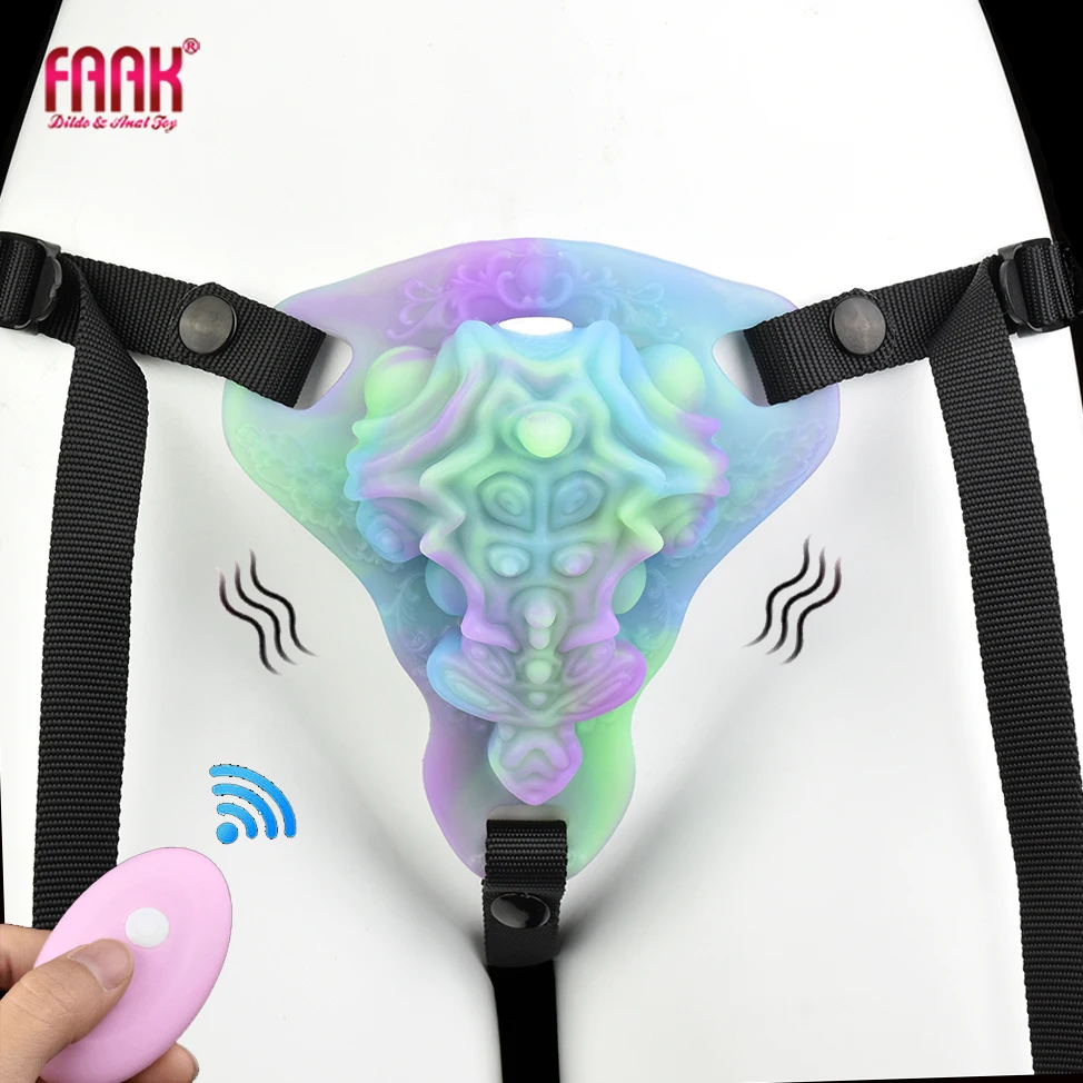 FAAK Fantasy Luminous Grinders Wireless Control Vibrator Silicone Strap-ons Sex Toys For Men Women Massage Foreplay Products