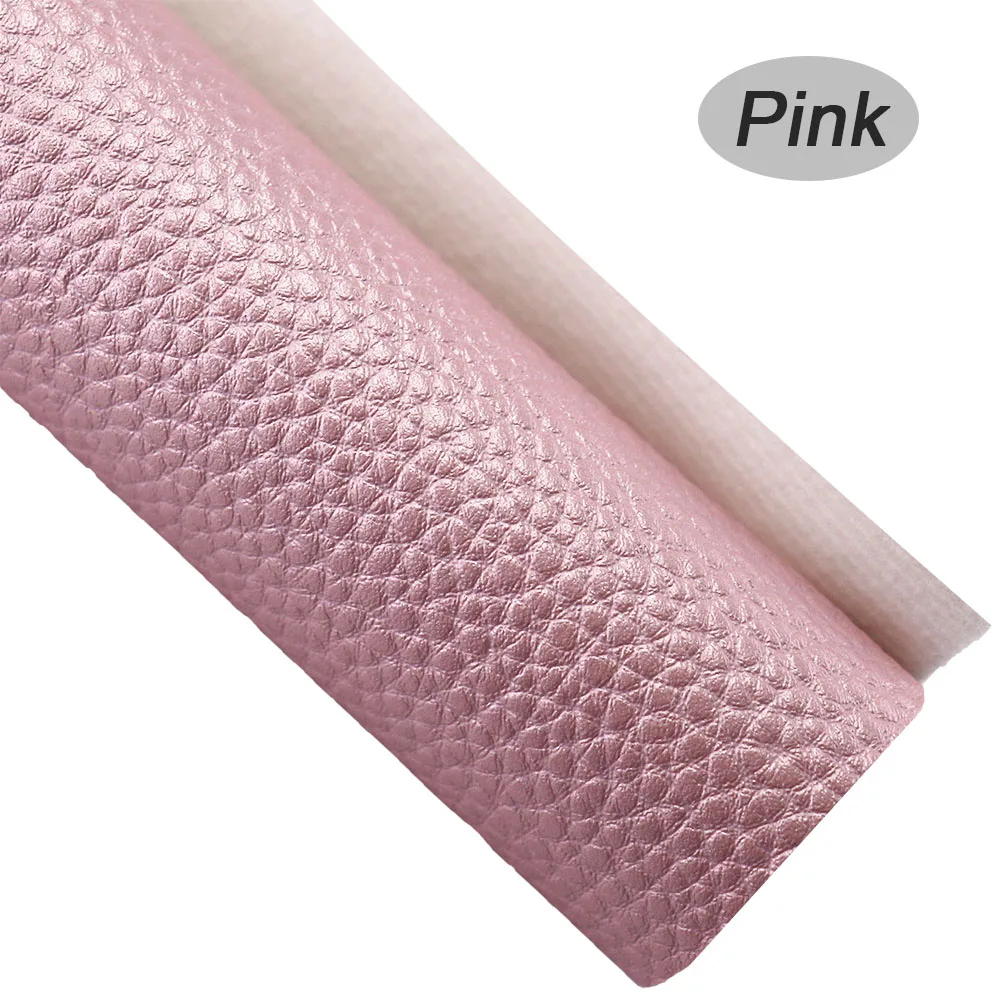 30x132cm Roll Pink Smooth Faux Synthetic Artificia Litchi Lychee Leather Vinyl Upholstery Fabric For Bows Handbags HM009