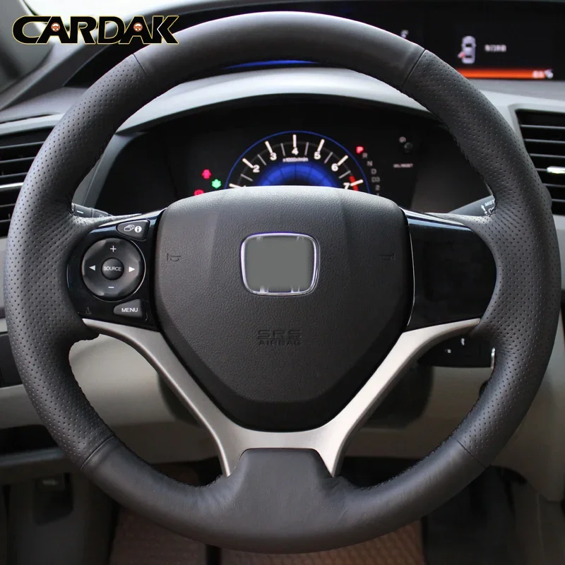 

CARDAK Black Artificial Leather Car Steering Wheel Cover for Honda Civic Civic 9 2012 2013 2014 2015