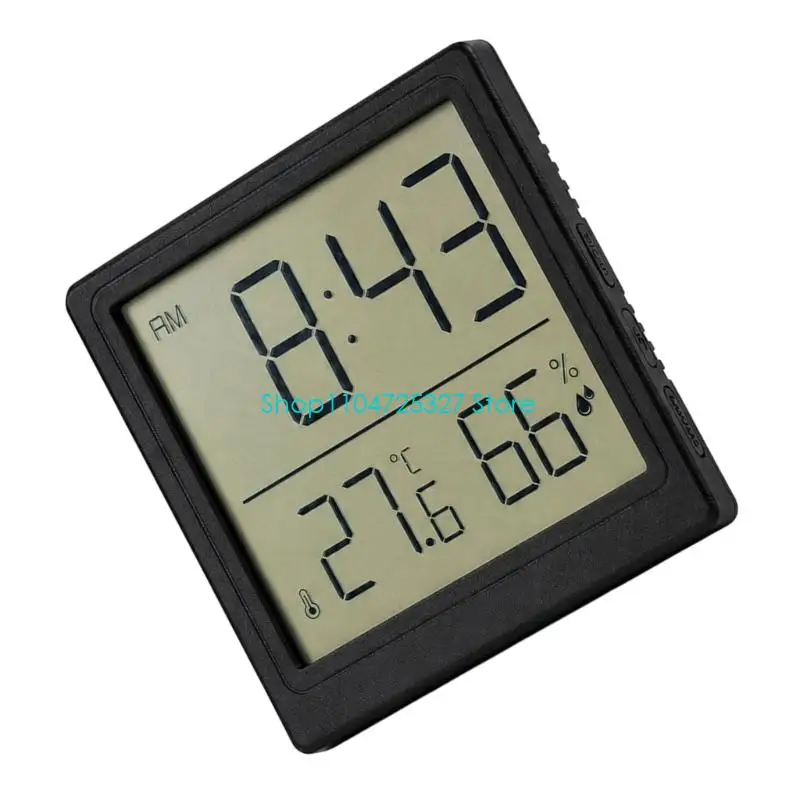 D8KF Digital Hygrometer Clock with 14-122°F Temperature Readings, 12/24-Hour Display, and 3 Placement Positions for Indoor