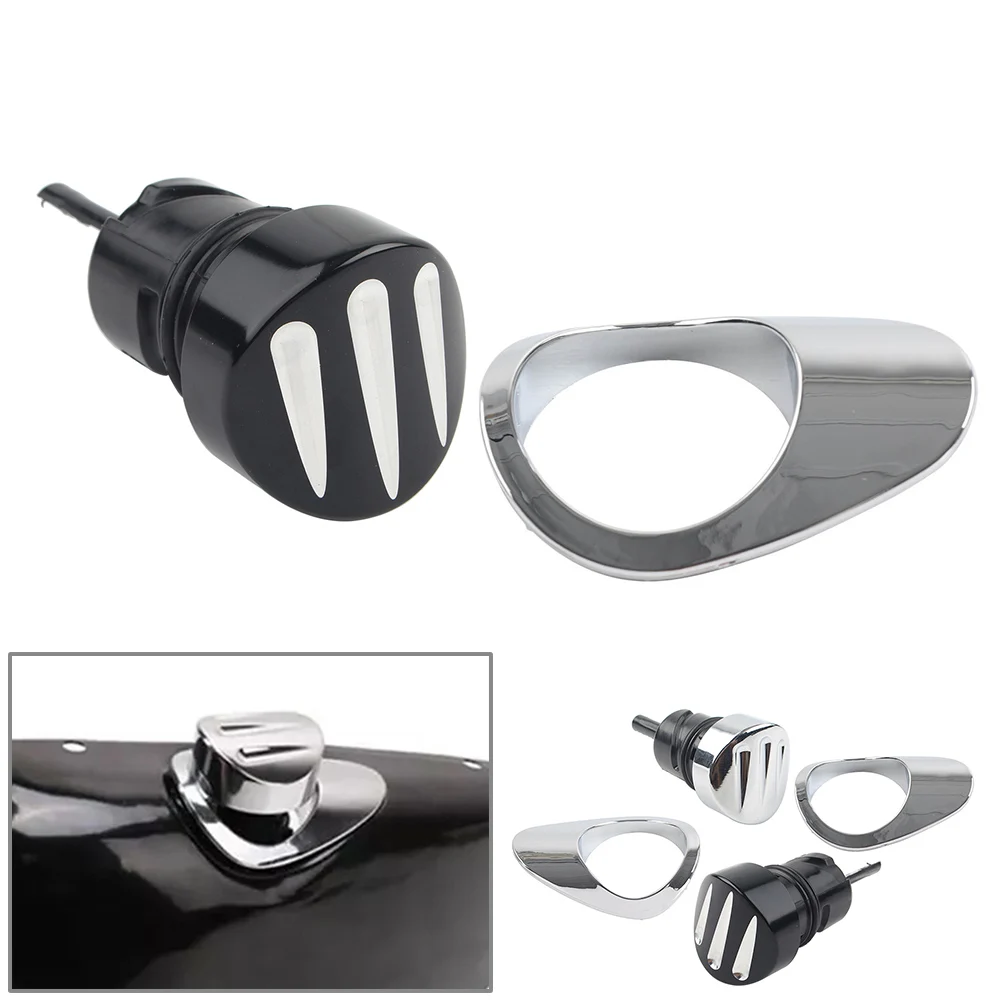 2Pcs Motorbike Right Battery Cover Trim Bezel W/ Oil Dipstick Tank Cap Plug For Harley Sportster XL 883 1200 Models 2004-2022