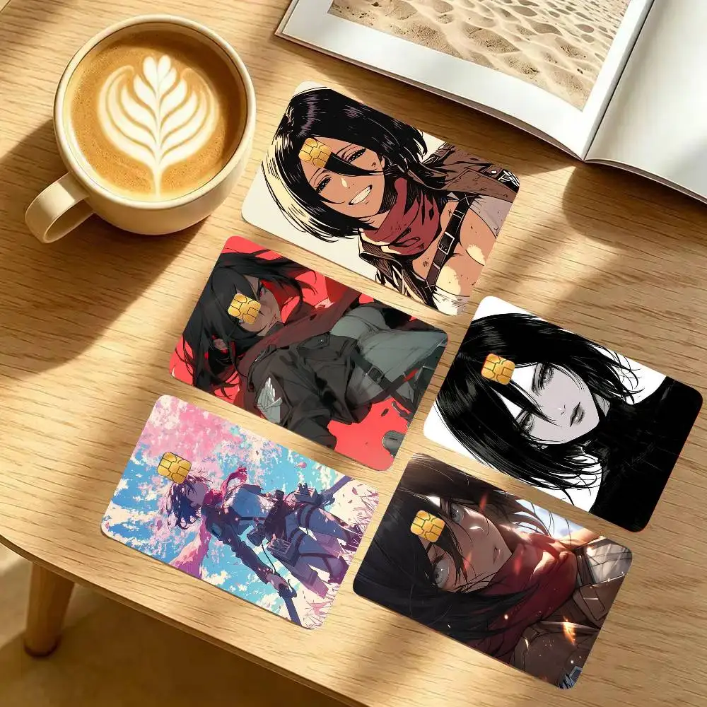 Mikasa Ackerman Anime Attack On Titan Card Sticker 4Pcs Credit Card Skin Anti Scratch Bank Debit Card Decal