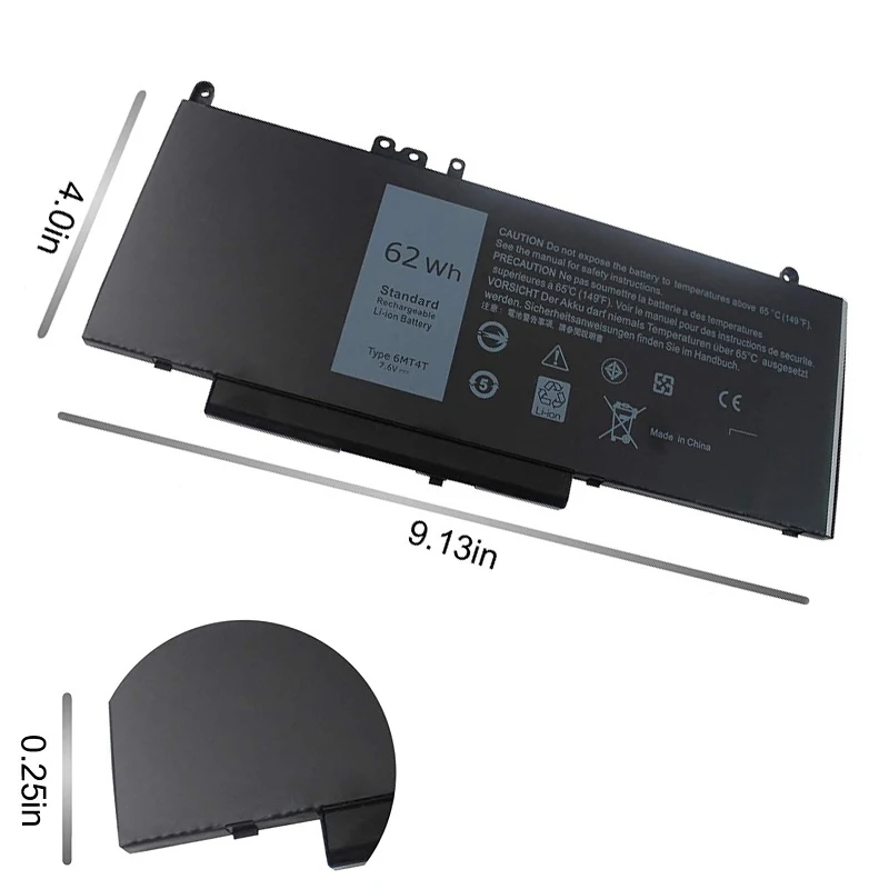 6mt 4T Batterij Vervanging Voor Dell Latitude E5470 E5570 Precisie 3510 Serie, Past 7v69y Txf 9M 0c1p4 79vrk 07v69y 451-bbbun