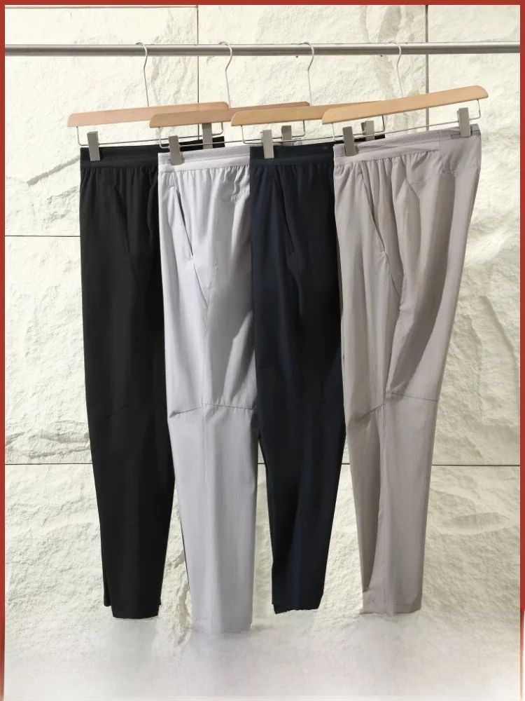 

High-End Summer New Men's Casual Pants Nylon Lycra High Elastic Breathable Tailored Straight Leg Trendy Youth Active Sle