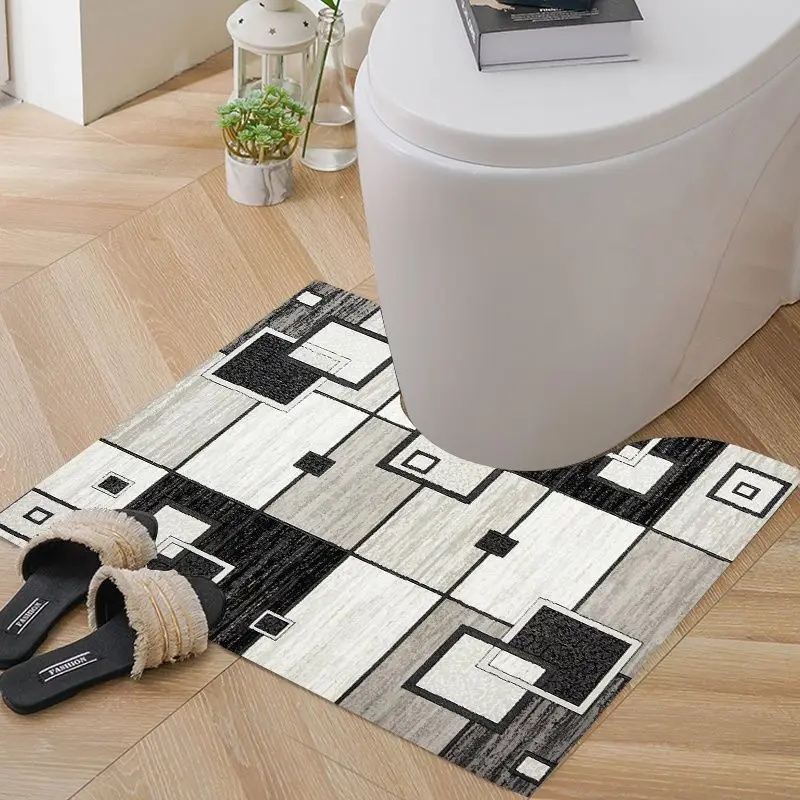 Home U-shaped Toilet Floor Mats Fashion Printed Pattern Bathroom Anti-slip Foot Pads High-quality Home Decoration Floor Mat Rug