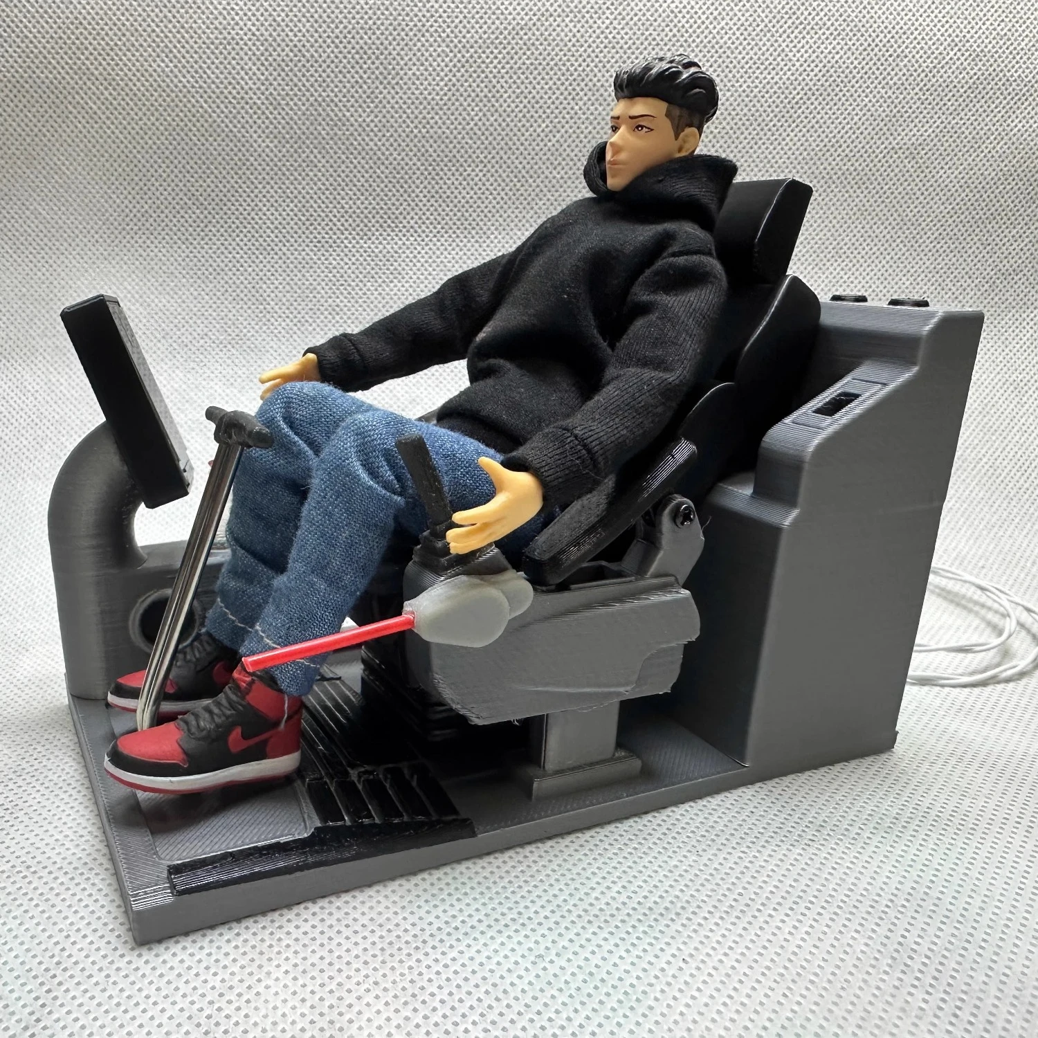 Cab Seat Interior LED Vertical Screen Version Suitable for 1/14 Scale Hydraulic Remote Control Excavator Model DIY Cab Seat