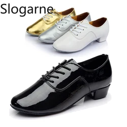 Men's Latin Shoes Boy Children's Ballroom Tango Jazz Dance Shoes Performance Show Soft Leather Sole Women Modern Square Shoes