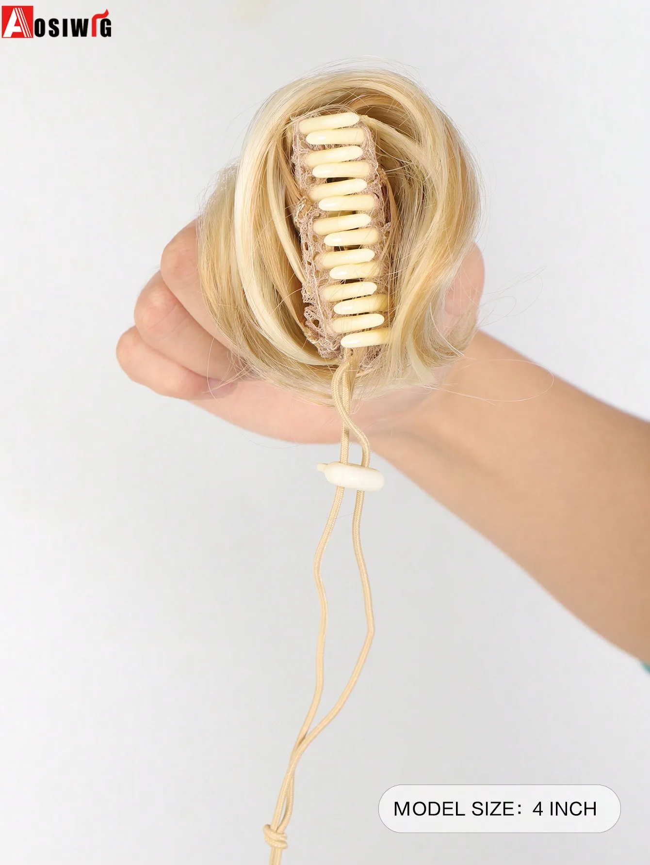 Ashifts-Postiche chignon synthétique ultraviolet pour femme, postiche chignon désordonné, bande élastique, fausse pince à cheveux en caoutchouc, queue de cheval à pince