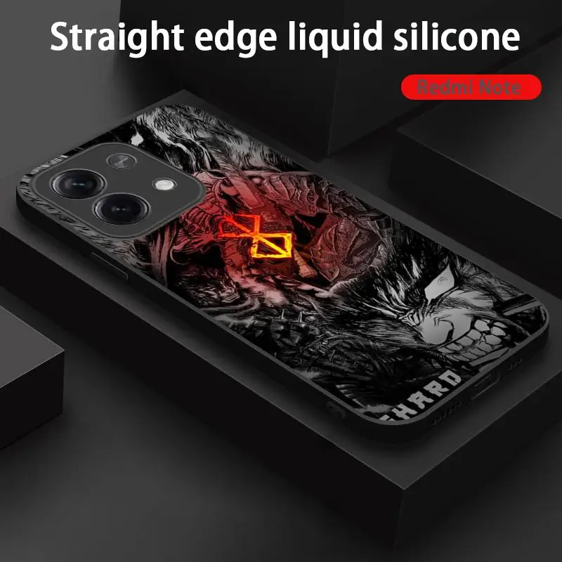 Hot Blood B-berserkS anime Phone Case For Xiaomi Redmi Note 13,12,11, 10 Pro Plus S,  5G, 12S, Soft Black Phone Cover