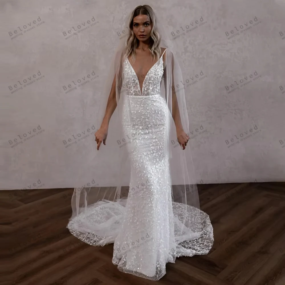 

Очаровательные свадебные платья, изысканные свадебные наряды без рукавов с глубоким V-образным вырезом для женщин, сексуальные платья Vestidos De Novia, индивидуальный пошив 2026