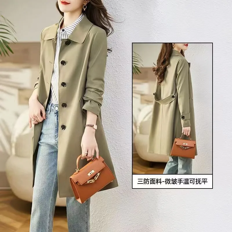 New High-end Women's Clothing Long Trench Coat Spring Autumn Fashion Loose Windproof Coat Female Casual Windbreaker Outerwear