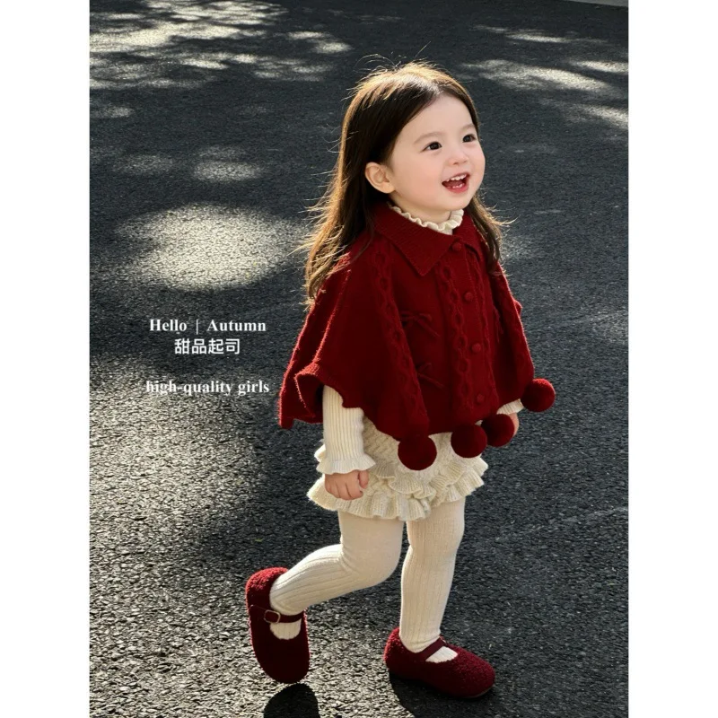 Dessert Cheese for the Young Lady Abroad！Original New Year's Outfit for Baby Girls: Cape Coat and Greeting Set