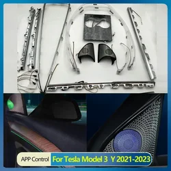 For Tesla Model 3 Y Interior Ambient Light Center Console Dashboard Touch Panal Control  LED Strip Light Laser Engraving Tweete