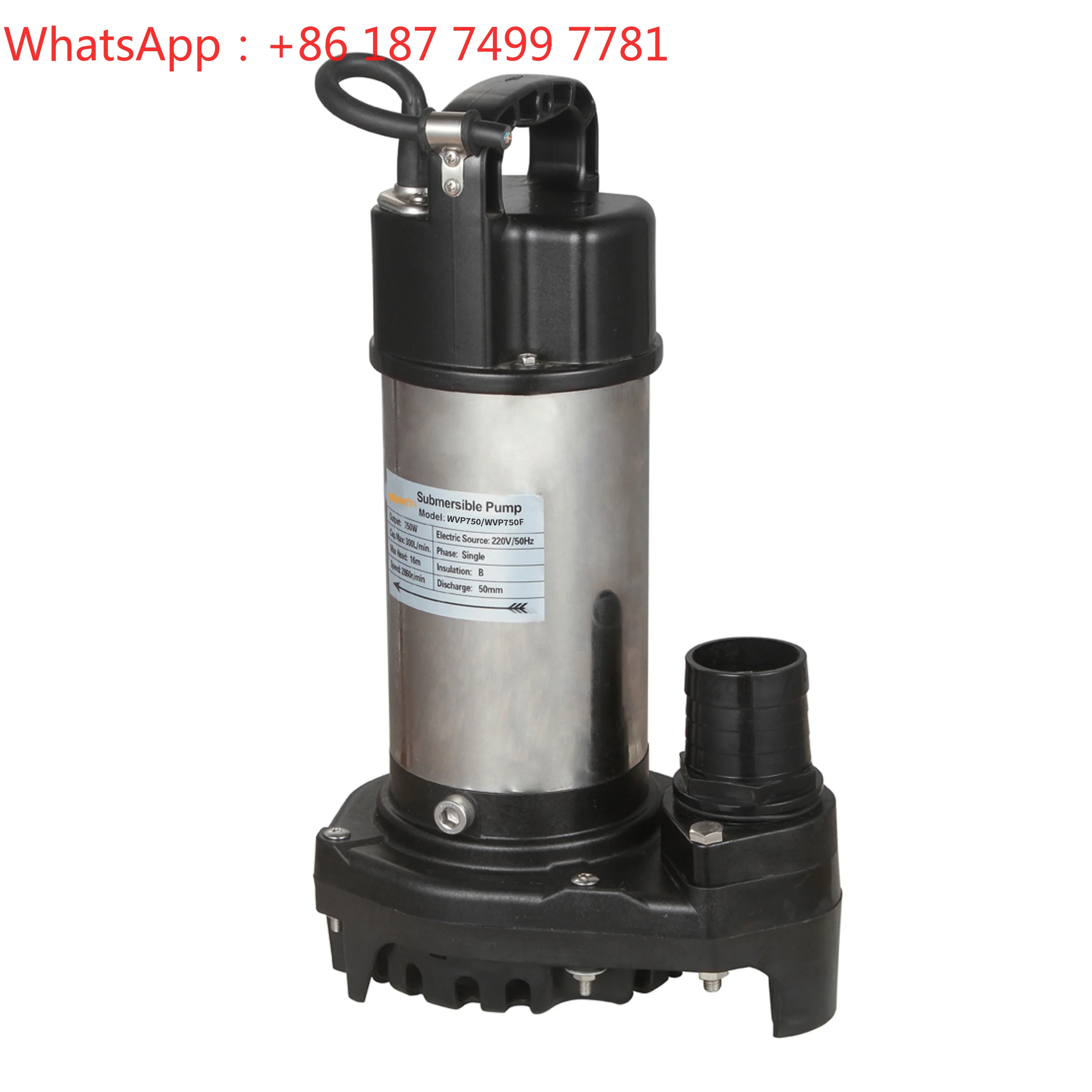 1HP 2Inch Plastic Submersible Low Pressure Sewage Pump 0.75kW 220V for Wastewater Treatment