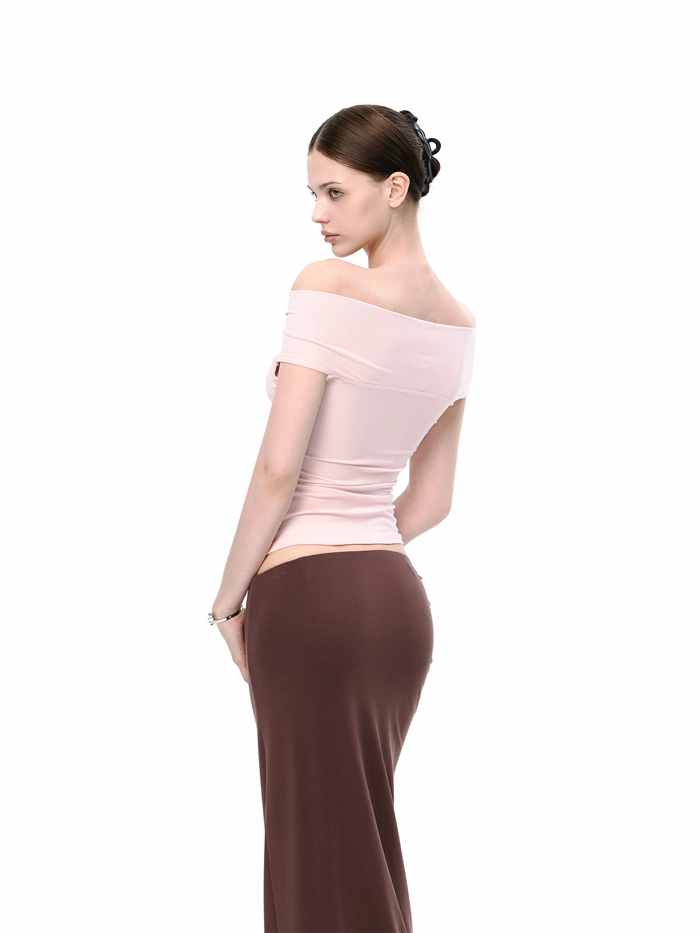JLAUNT Pink One-Shoulder Short-Sleeve Modal T-Shirt Women's Slim Fit Inner Wear Sexy Girl Summer Top Shoulder Exposure Shirt