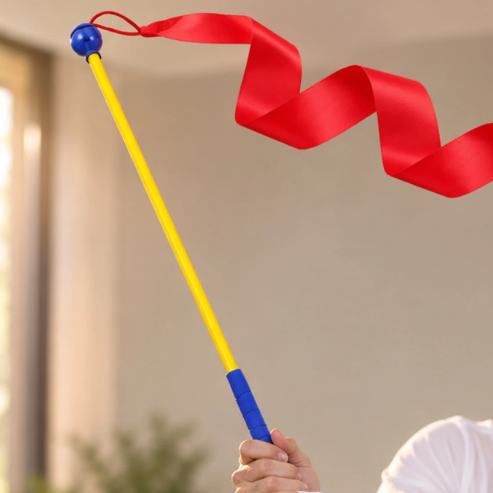 Golf Swing Training Stick Visual Feedback Swing Coach with Red Ribbon Golf Tempo Training Rod Long-Lasting Low-Impact