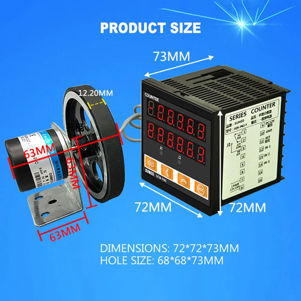 Intelligent Length Meter Counter Roller Type Electronic Digital Display Forward And Reverse Addition and Subtraction Meters