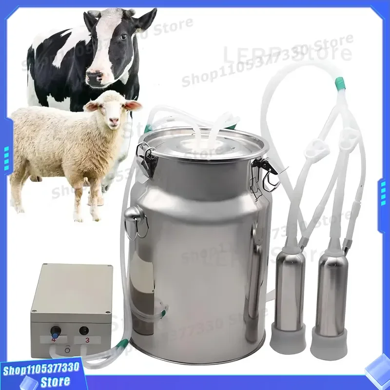 5L Electric Pulse Milking Machine Rechargeable Stainless Steel Bucket Easy Operation for Dairy Cows Small Family Farm Use