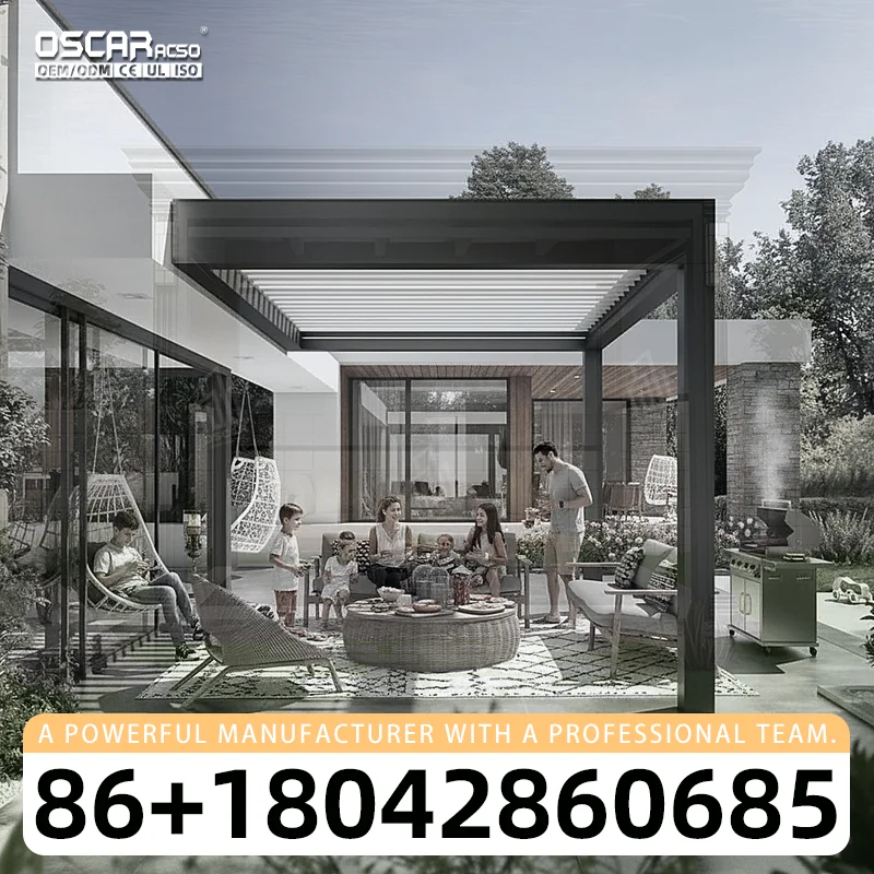 3x3 3x4 4x4 6x4m Factory Wholesale Modern Outdoor Bioclimatic Garden Aluminium Louvered Pergola for US UK Backyard Patio Balcony