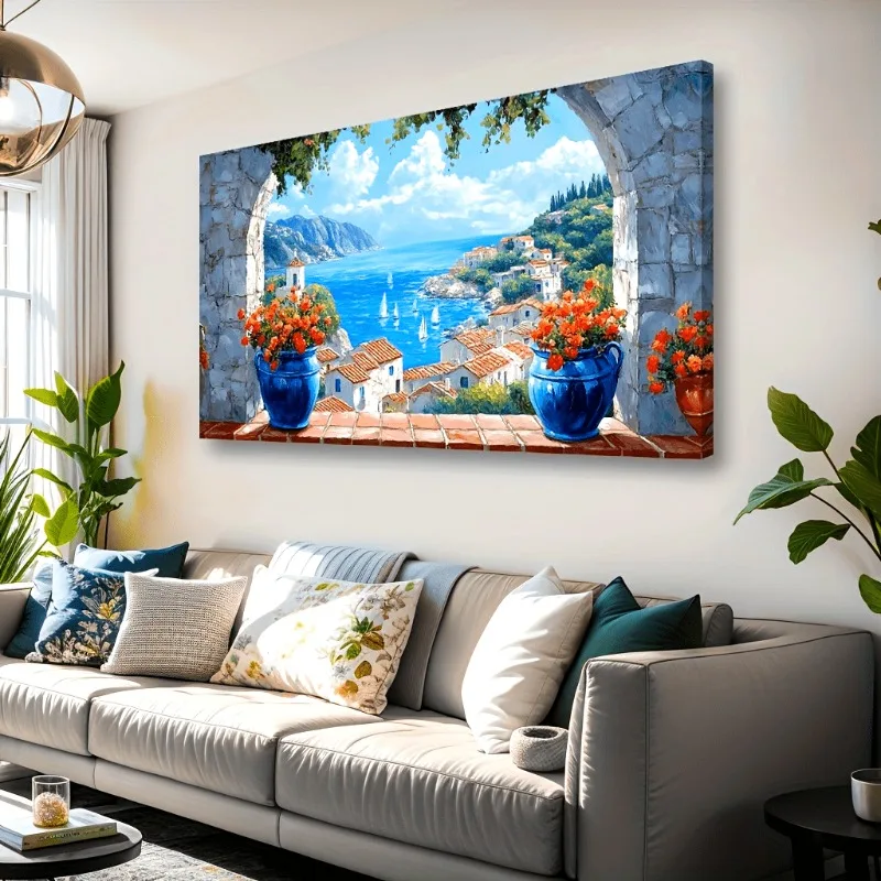 

Frameless Large Living Room Canvas Wall Blue Art Print Bathroom Bedroom Living Room Office Wall Art Print Family Bedroom Decor
