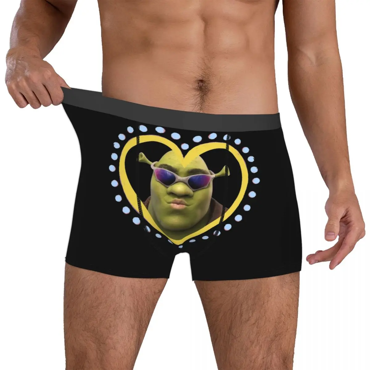 Man Sexy Shreks Heart Boxer Shorts Panties Soft Underwear Funny Male Hot Plus Size Underpants