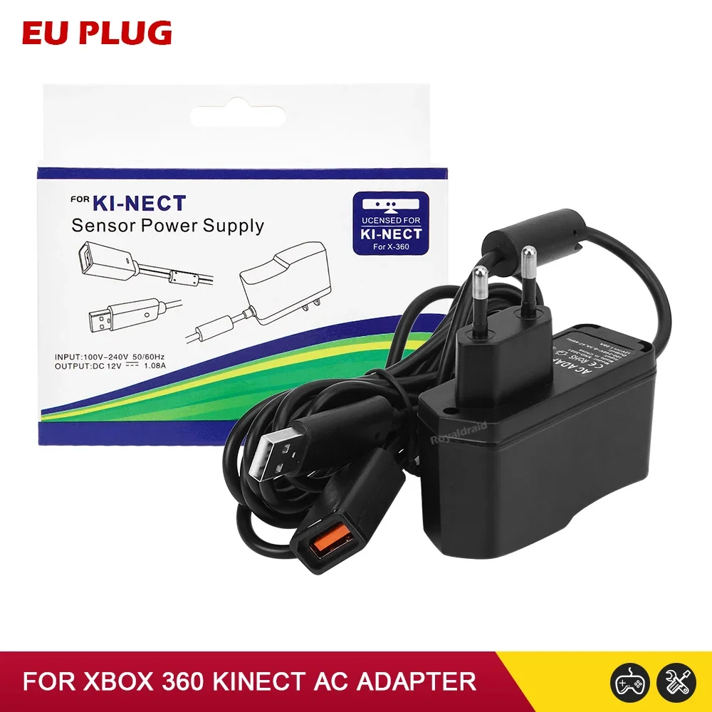 1PCS NEW AC Power Supply 100V-240V Kinect AC Adapter USB Charging Charger For Xbox 360 / Slim Kinect Sensor EU/US Plug