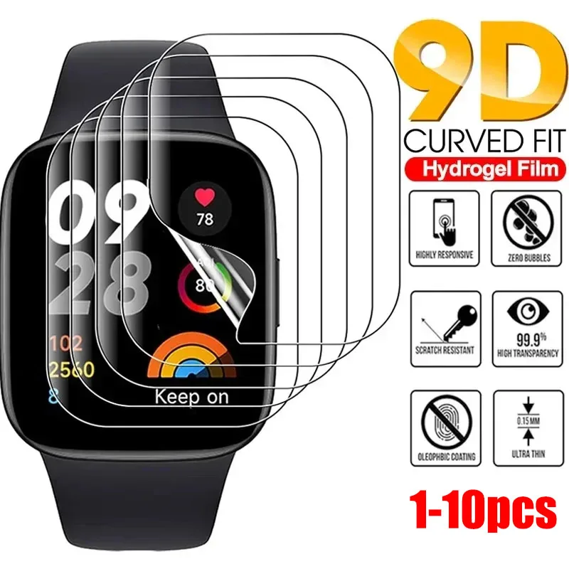 10pcs Hydrogel Protective Film for Redmi Watch 4 3 Active/Redmi Watch3/2 Lite Watch Soft Protective Film Full Screen Protecto