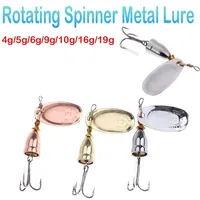 1pcs Rotating Spinner Metal Lure Brass Hard Artificial Spoon Bait Treble Hook Fishing Tackle For Pike 4g 6g 9g 10g 16g 19g