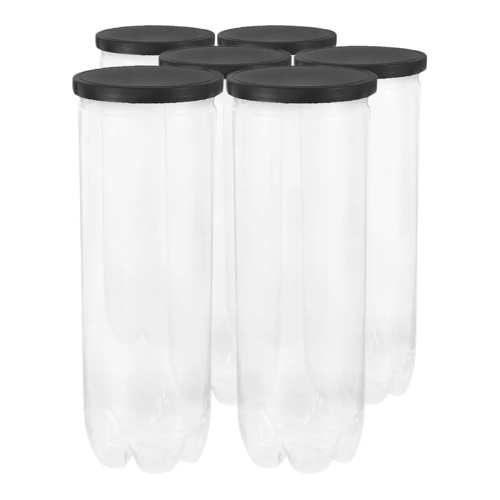 

6Pcs Transparent Tennis Ball Tube Black Lid Protective Storage Indoor Outdoor Sports Ball Organizer Softball Holder Stand