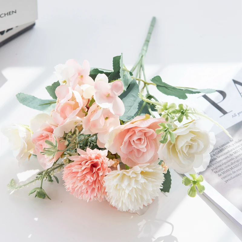 30CM Künstliche Blumen Seide Rosen Hochzeit Bouquet Vase Hause Zimmer Decora Valentine Girlande Scrapbooking Gefälschte Hortensien Diy Geschenke