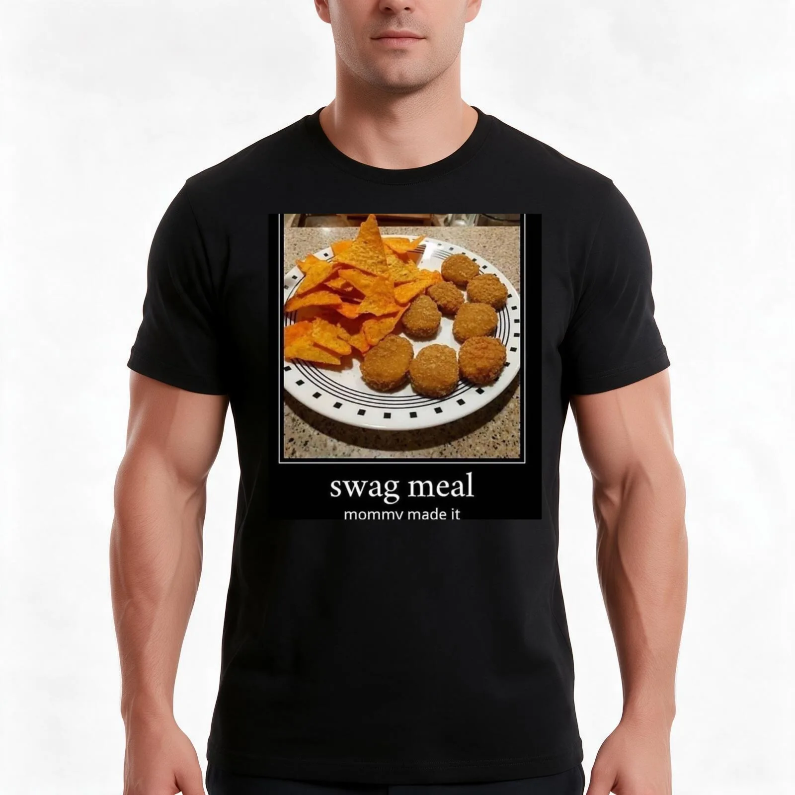 Swag Meal T-Shirt Summer Casual Cotton Tee Oversized Streetwear Tops Vintage Graphic Print Loose Fit Short Sleeve