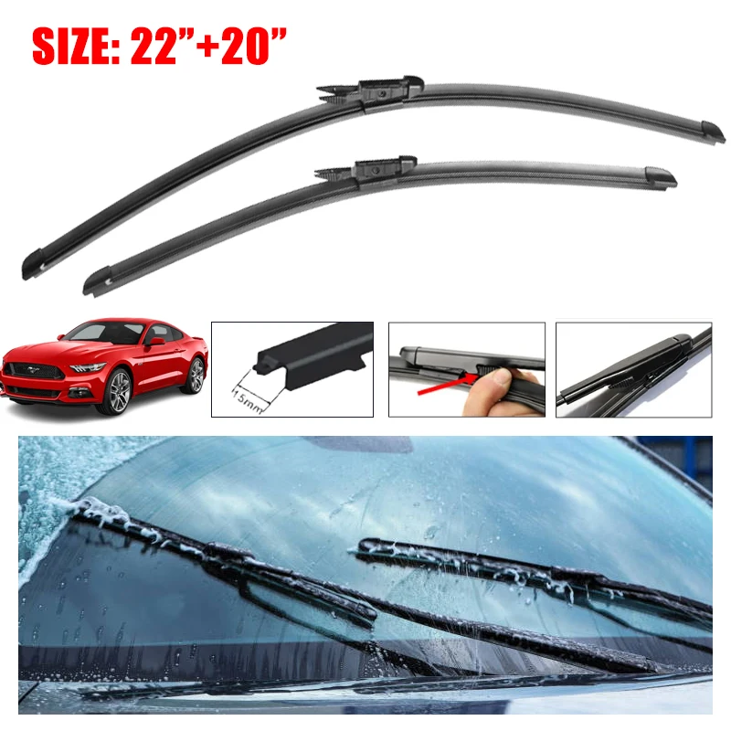 

Car Wiper Blade For Ford Mustang 2007-2019 S550 EcoBoost Export GT Front Windscreen Windshield Wipers Sticker Auto Accessories