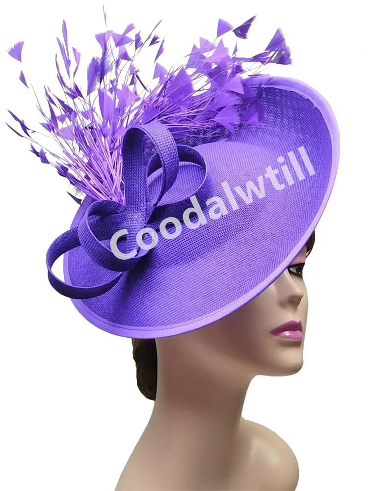 Purple Wedding Fascinators Hats Women Formal Party Church Pillbox Cap Ladies Cocktail Derby Chapeau Cap Bride Marriage Hats