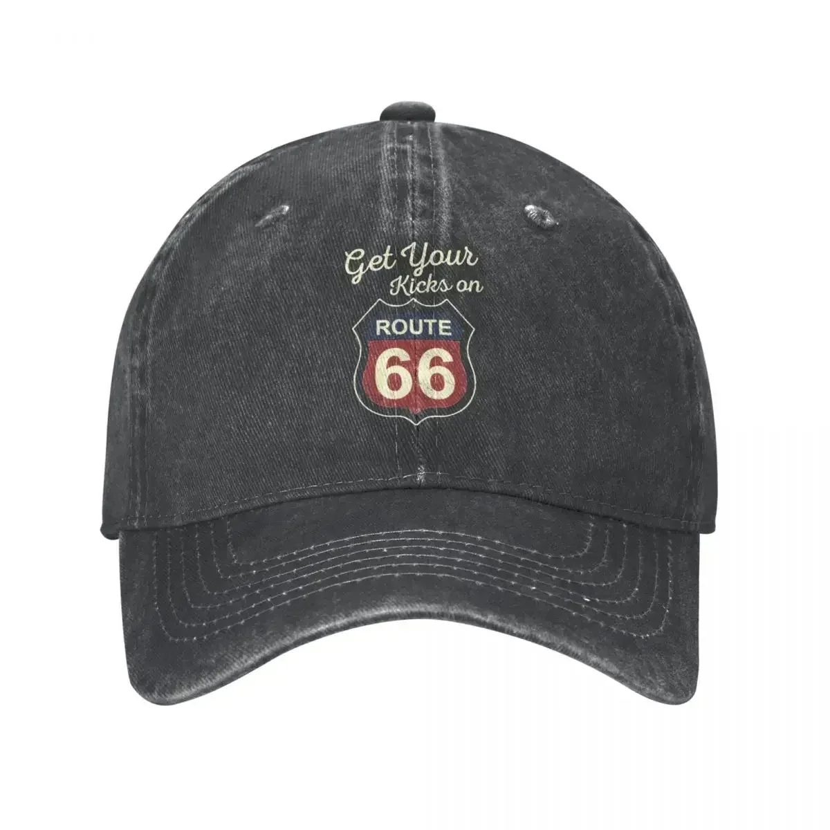 Get Your Kicks Route 66 Unisex Style Baseball Caps America Highway Distressed Cotton Caps Hat Outdoor Activities Headwear