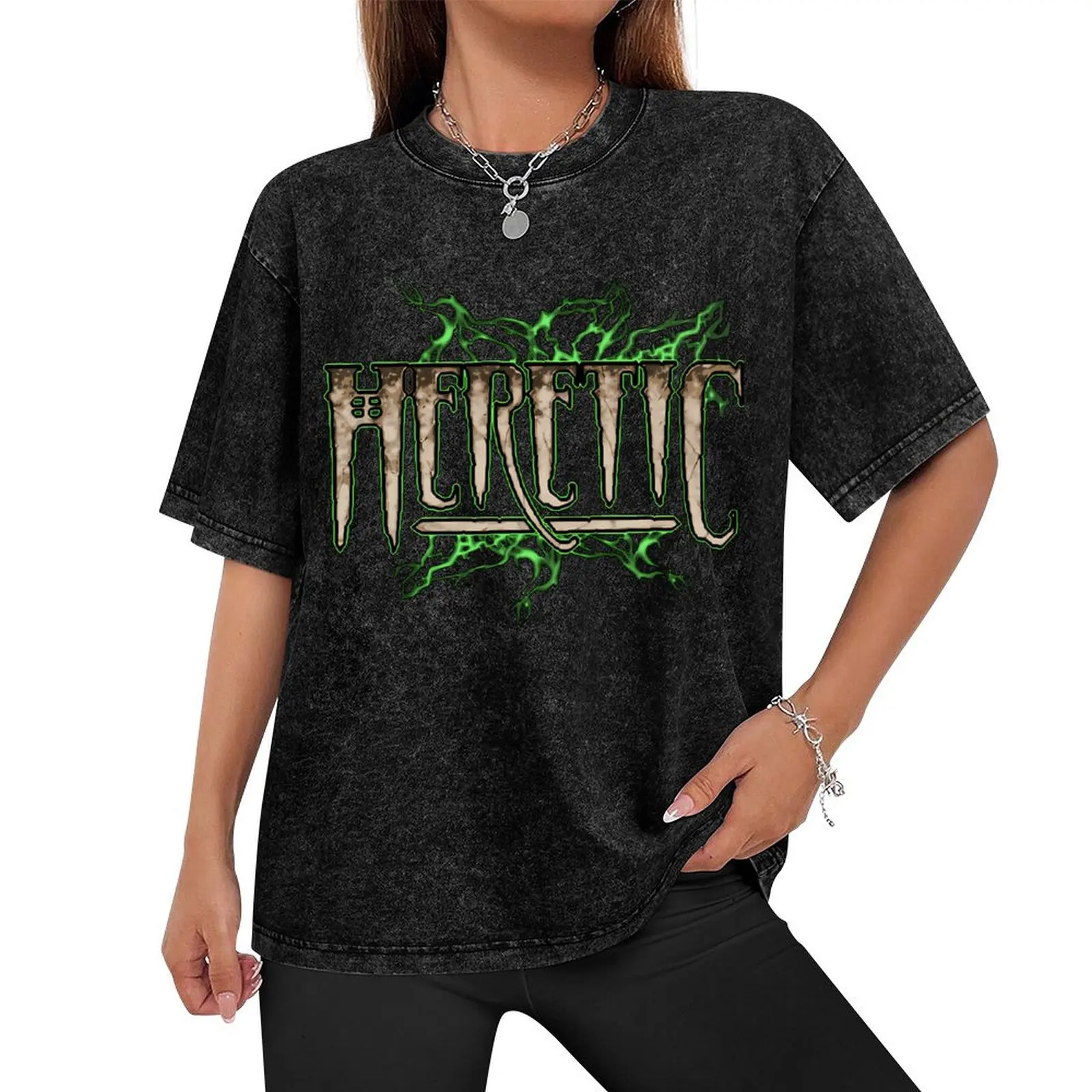 Heretic Logo Electified T-Shirt Blouse cotton graphic tees cheap stuff mens graphic t-shirts hip hop