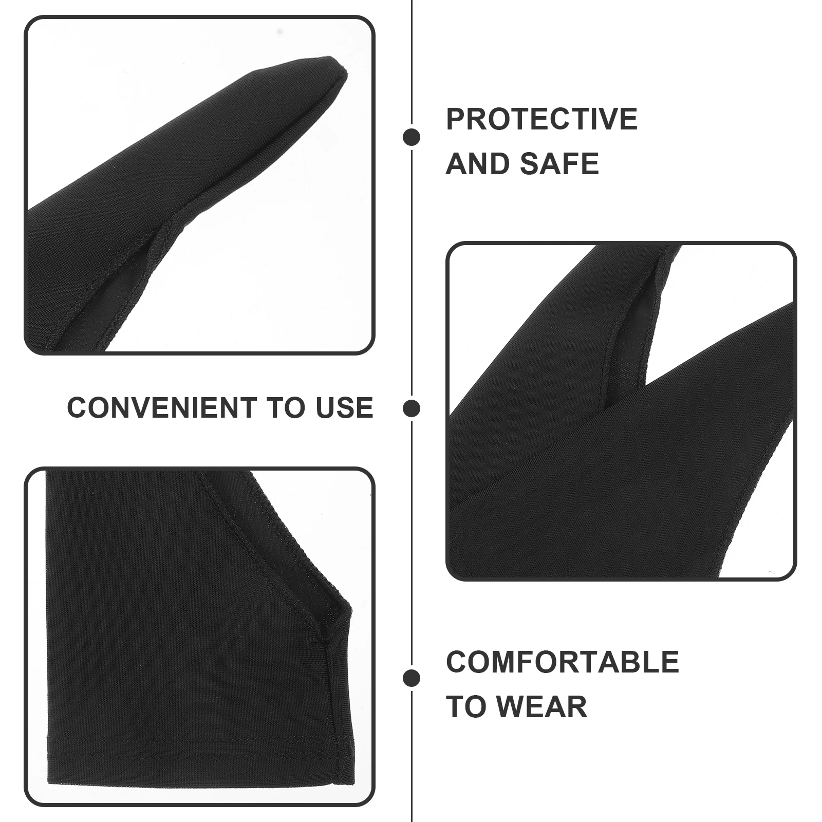 

4 pcs Anti-sweat Black Finger Gloves for Painting Protection Against Dirt Single Layer Thumb Sucking Guard Nails Comfortable