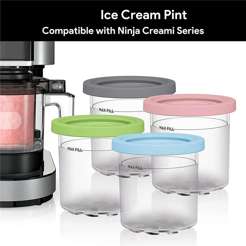 

HGHO 2 комплекта пинтов и крышек для мороженого, сменный набор чашек 16 унций для мороженого серии Ninja Creami NC301, NC300, NC299AMZ