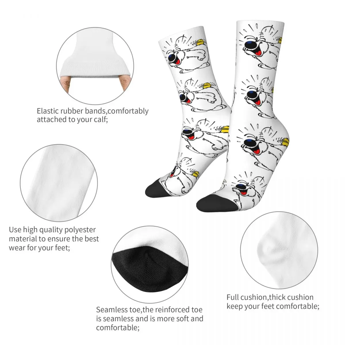 Funny To Laugh Your Sports Socks Funny Cartoon Asterix And Obelix Polyester Long Socks for Unisex Sweat Absorbing