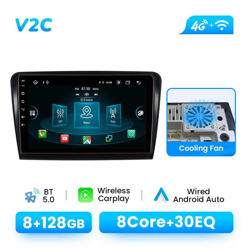 1280*720P IPS Draadloze CarPlay Android 14 Autoradio Speler Voor Skoda Superb 2 2008-2015 8Core Multimedia GPS 4G Wifi DSP RDS