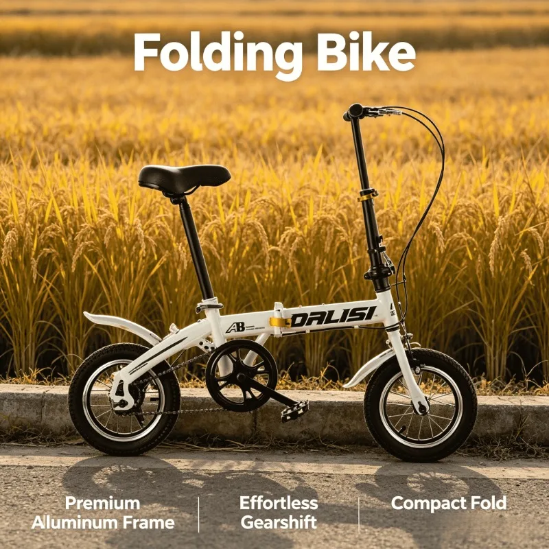 

Folding Bike - Preassembled Portable Multi-Speed with Disc Brakes Lightweight AdultTeen Student Bicycle - Compact Design Wheels