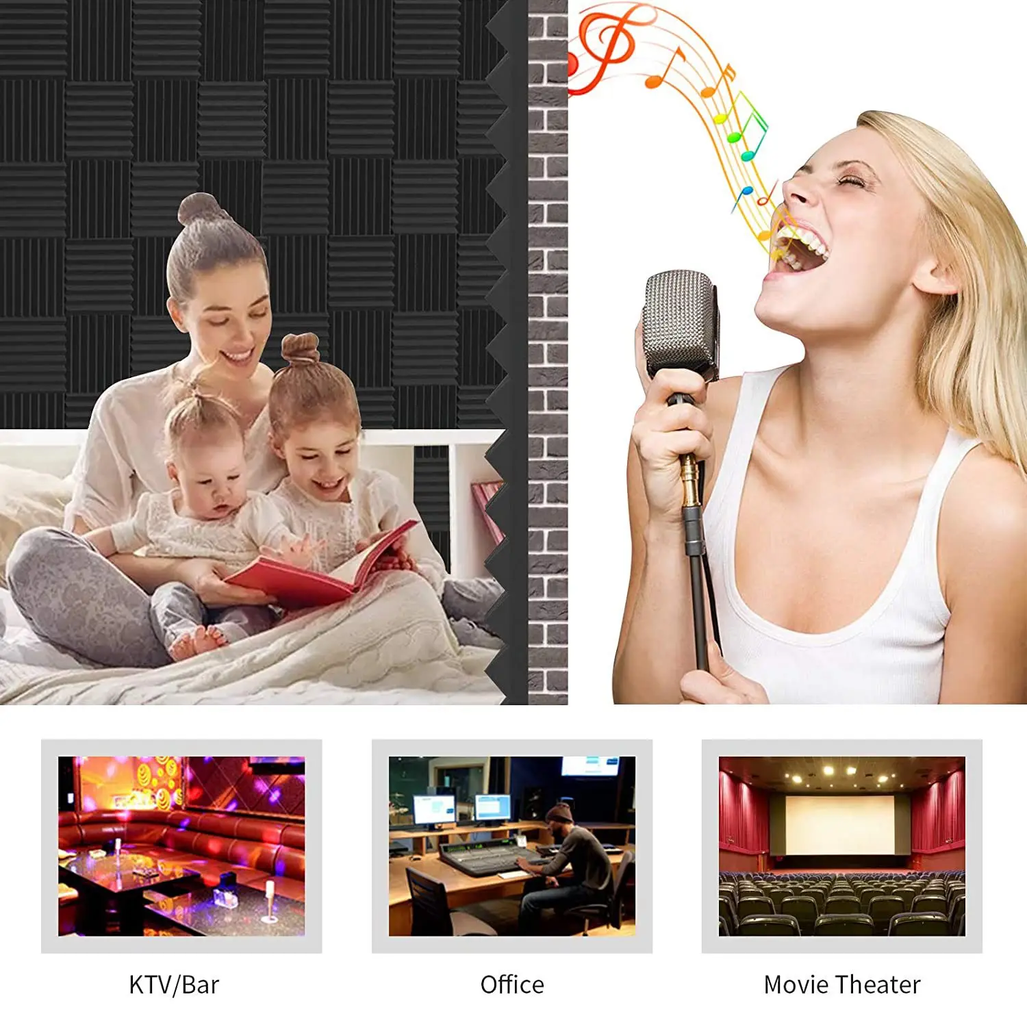 【CYBER MONDAY】Acoustic Foam Panels Wedges 24 Pack Acoustic Panels 1 x 12 x 12inch Studio Sound Absorbing Tiles Recording Ceiling