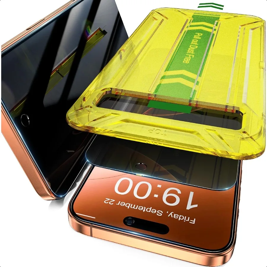 

Совместим с iPhone 17 Pro Max Защитная пленка для экрана 6,9 дюйма, 2 шт. [порт Face ID] Антишпионское закаленное стекло True 23 с [