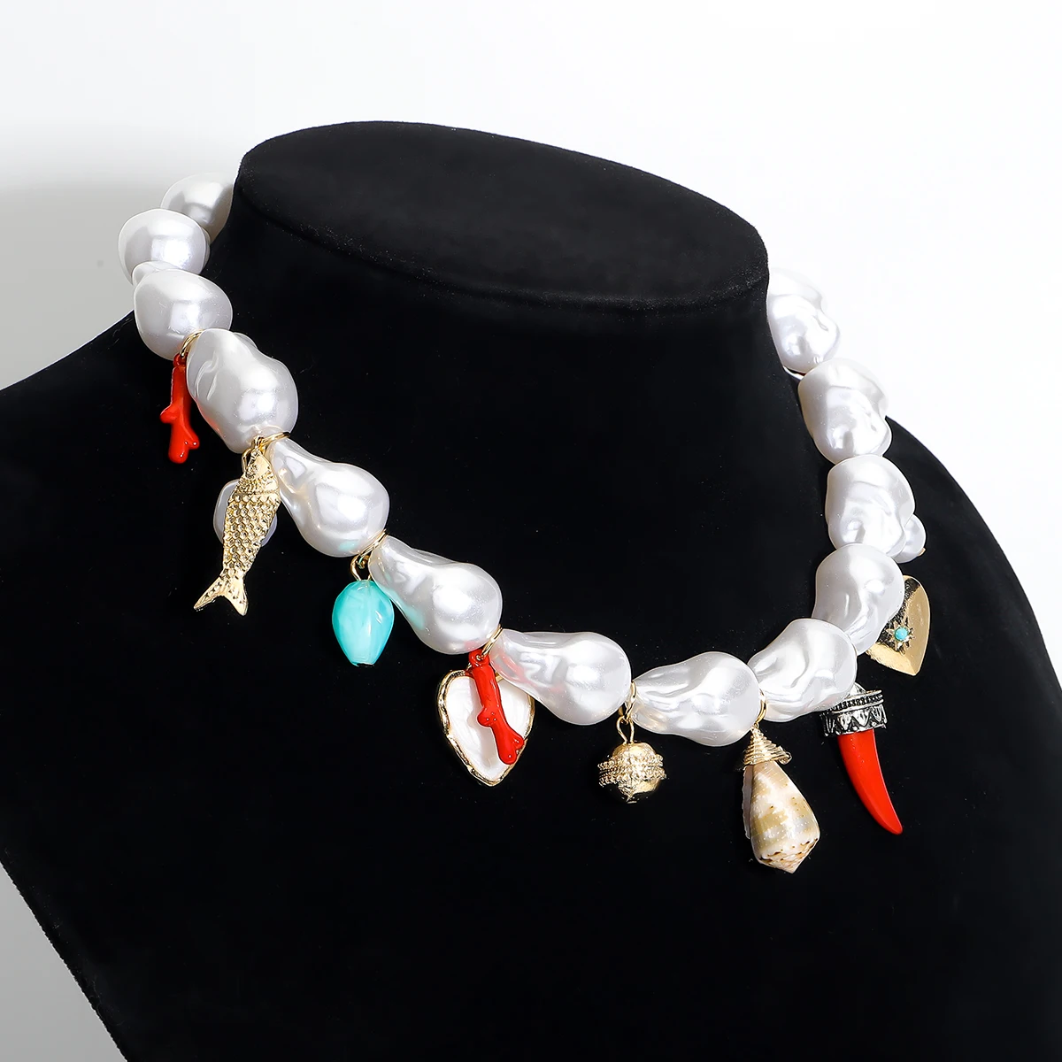 2025 جديد عصري ZAA فو الباروك اللؤلؤ حلية قلادة للنساء محارة القلب الفلفل الحار قلادة مجوهرات مأدبة البوب اكسسوارات