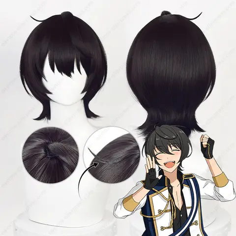 ES Ritsu Sakuma Cosplay Peruk 32cm Naturligt Svart Kort Hår Värmebeständig Syntetisk Peruk 10 best sales ritsu sakuma cosplay - №2