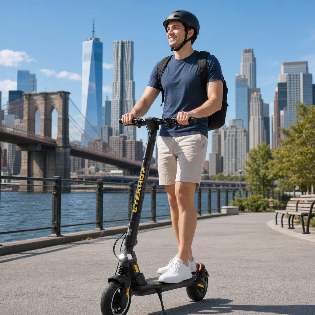 Adult Commuter Electric Scooter 450W Motor 3‑Speed Modes BMS Battery Protection LED Display Full Lighting System Foldable City E‑Scooter