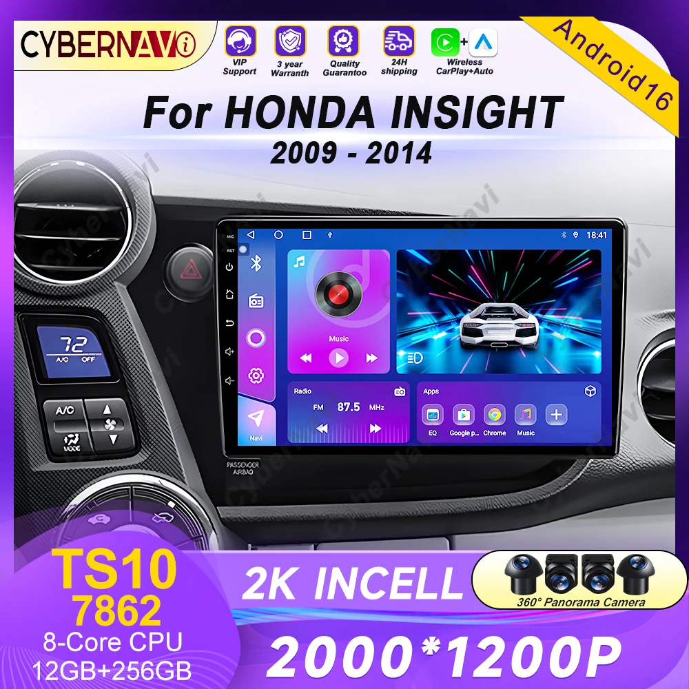 

Автомобильная магнитола для Honda Insight 2LHD RHD 2009-2014, Android, беспроводной BT, Carplay, мультимедиа, навигация, сенсорный 2K QLED экран, без 2 din