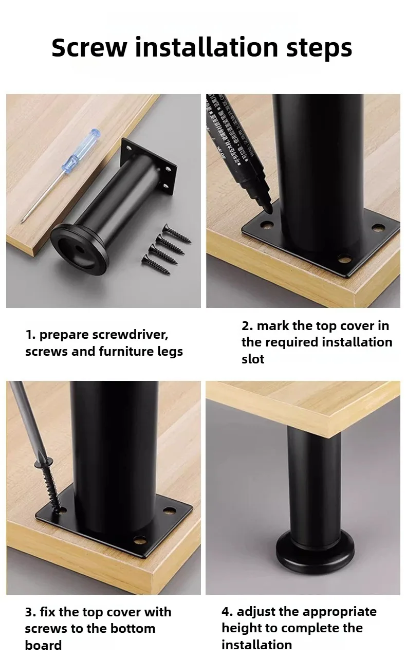 1 Stück Teleskopisch Verstellbare Bettstützbeine Hochwertige Quadratische Möbelbeine für Zimmer und Büro, Stuhlbeine, Ausziehbare Metallsofa-Füße – Detail 7