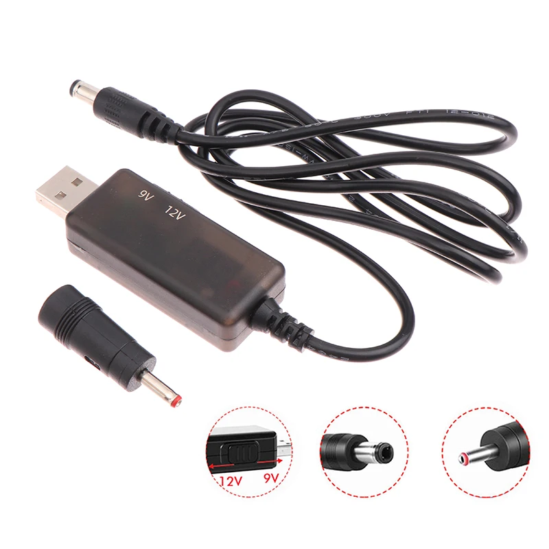 Konverter Step-up USB, 1 Set catu daya/pengisi daya/konverter daya USB Boost DC 5V ke 9V 12V kabel konverter Step-up dengan konektor 3.5mm
