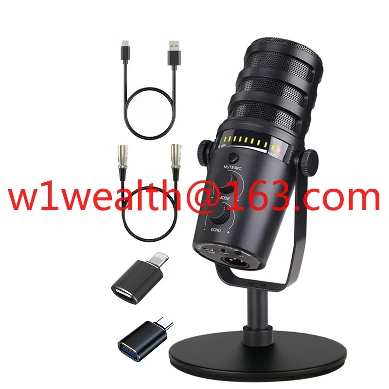 Professional Studio Live Podcast Recording Equipment Microphone Desktop Recording Wired USB XLR Dynamic Microphone